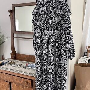 INC  Black and White Wide Leg Jumpsuit